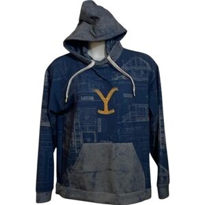 Yellowstone, historic blueprint hoodie hooded sweatshirt large